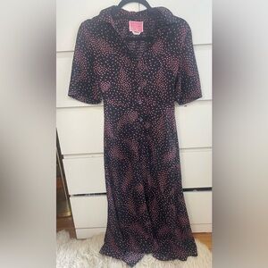 Floral Kate Spade Short Sleeved Purple Midi Dress